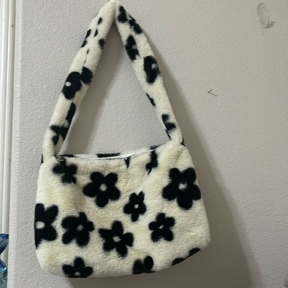 Fluffy Black and White Purse